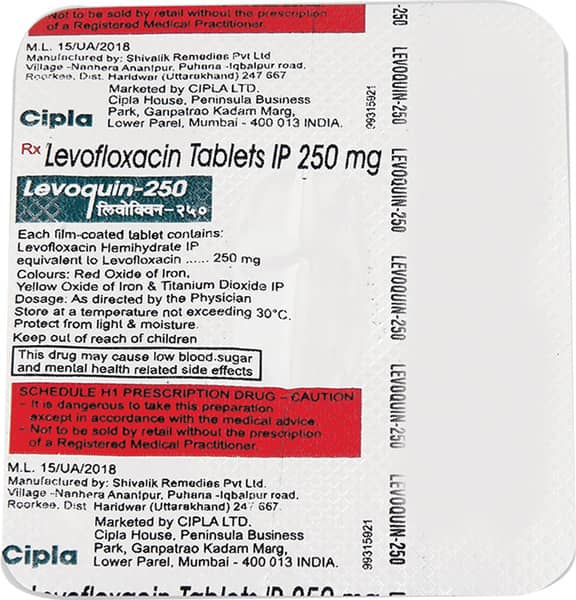 Levoquin 250mg Strip Of 5 Tablets