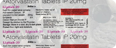Lipitab 20mg Strip Of 10 Tablets