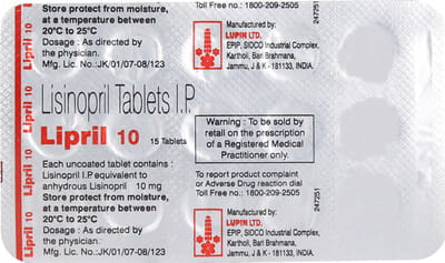 Lipril 10mg Strip Of 15 Tablets