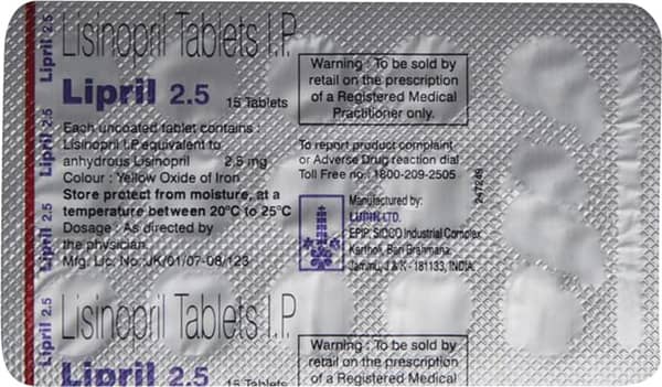 Lipril 2.5mg Strip Of 15 Tablets