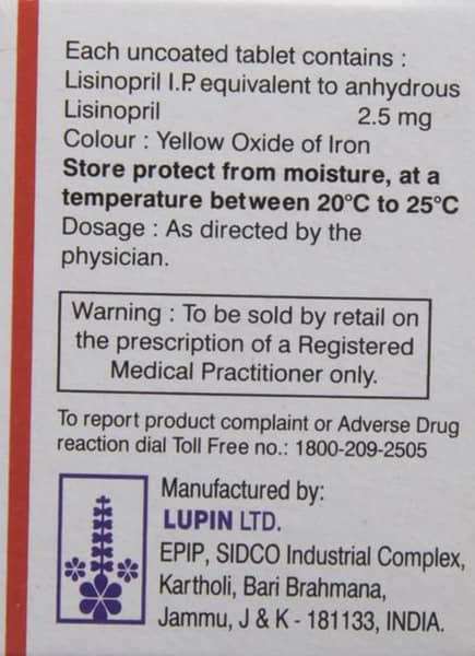 Lipril 2.5mg Strip Of 15 Tablets