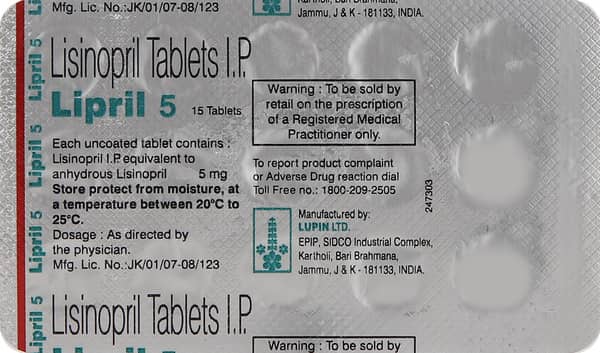 Lipril 5mg Strip Of 15 Tablets