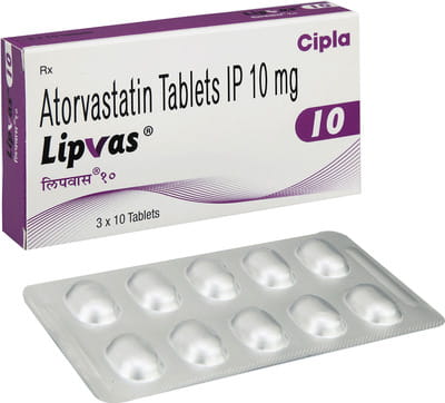 Lipvas 10mg Strip Of 10 Tablets