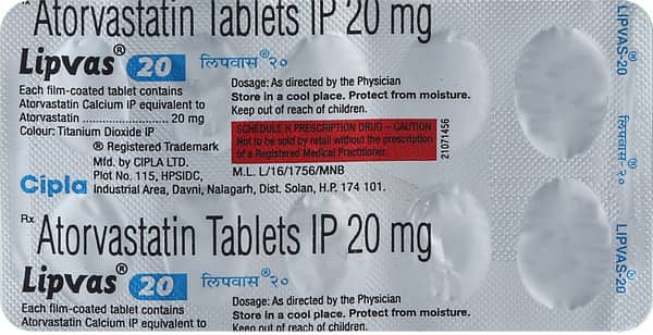 Lipvas 20mg Strip Of 10 Tablets