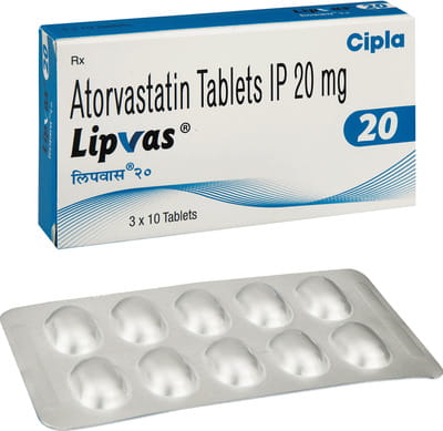 Lipvas 20mg Strip Of 10 Tablets