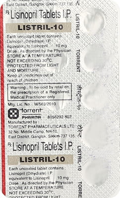 Listril 10mg Strip Of 15 Tablets