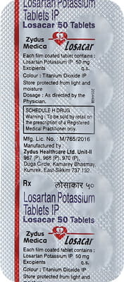 Losacar 50mg Strip Of 10 Tablets