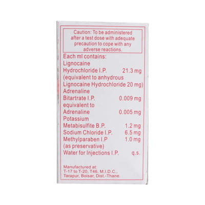 Lox 2% Adrenaline Vial Of 30ml Injection