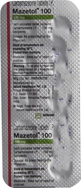 Mazetol 100mg Strip Of 10 Tablets