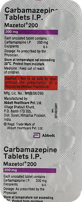 Mazetol 200mg Strip Of 10 Tablets