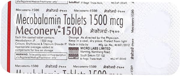 मेकोनर्व 1500एमसीजी की स्ट्रिप 10 टैबलेट्स