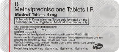 Medrol 4mg Strip Of 10 Tablets