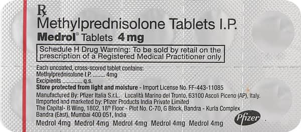 Medrol 4Mg Strip Of 10 Tablets