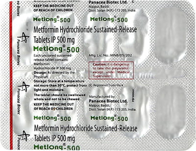 Metlong 500mg Strip Of 10 Tablets