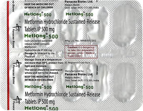 Metlong 500mg Strip Of 10 Tablets