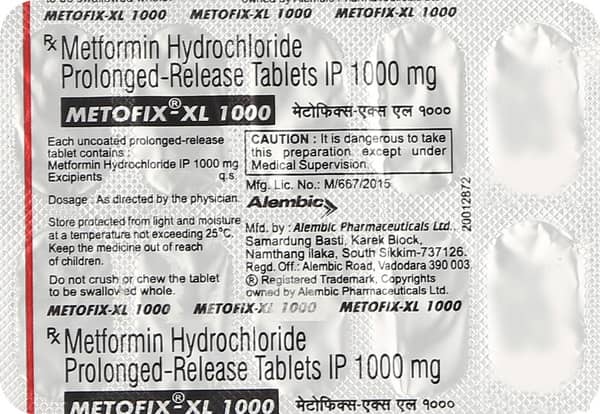 Metofix Xl 1000Mg Strip Of 10 Tablets