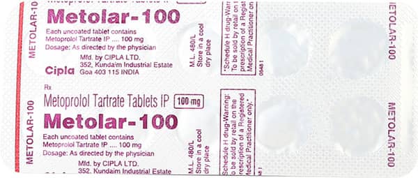 Metolar 100mg Strip Of 10 Tablets