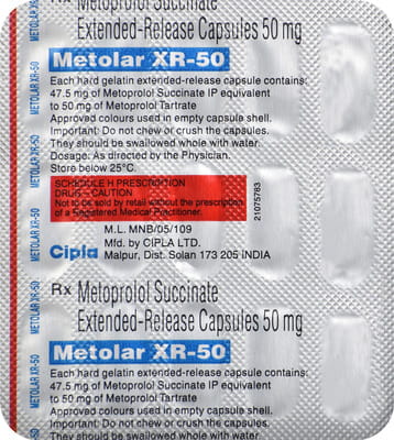 Metolar Xr 50mg Strip Of 15 Capsules
