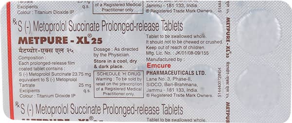 Metpure Xl 25Mg Strip Of 10 Tablets