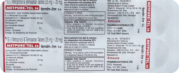 Metpure Tel 20Mg Strip Of 10 Tablets