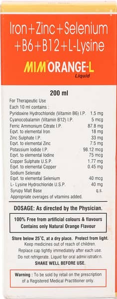 Mimorange L Orange Flavour Bottle Of 200ml Syrup