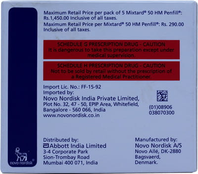 Mixtard 50 Hm Penfill 100iu Cartridge Of 3ml Suspension For Injection