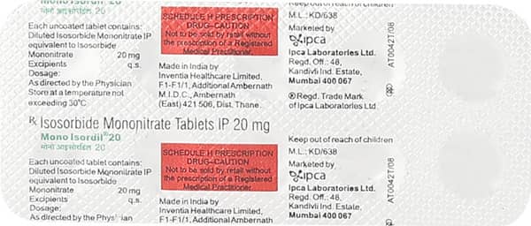 Mono Isordil 20Mg Strip Of 10 Tablets