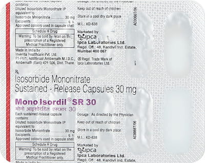 Mono Isordil Sr 30mg Strip Of 10 Capsules