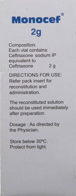 Monocef 2gm Dry Vial Of 1 Powder For Injection