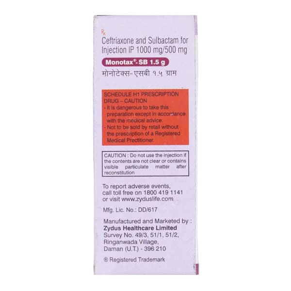 Monotax Sb 1.5Gm Dry Vial Of 1 Powder For Injection
