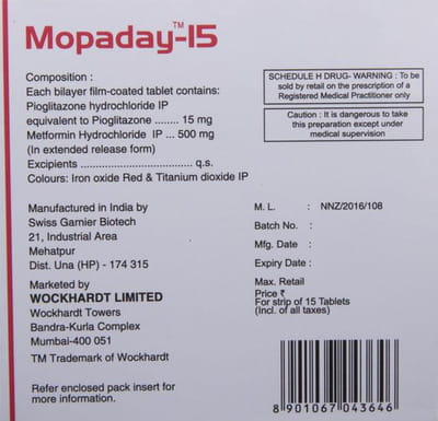 Mopaday 15/500mg Strip Of 15 Tablets