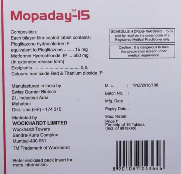 Mopaday 15/500mg Strip Of 15 Tablets