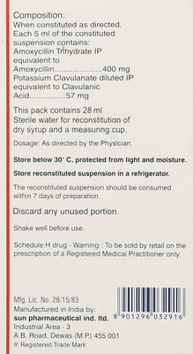 Moxclav Ds 457mg Bottle Of 30ml Dry Suspension