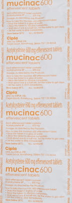 Mucinac 600mg Orange Flavour Sugar Free Strip Of 10 Tablets