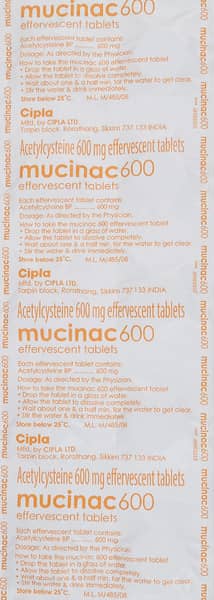 Mucinac 600 Effervescent Tablet | Orange Flavour Sugar Free
