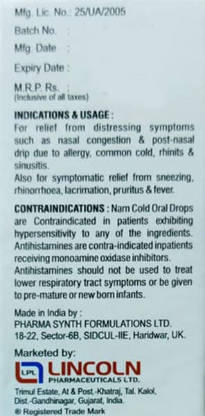 Nam Cold Paed Oral Drops