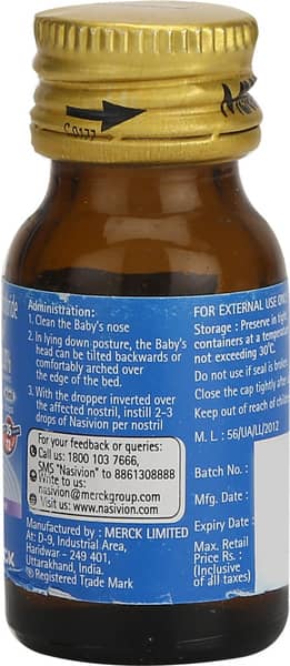 Nasivion 0.01% Mini Bottle Of 10ml Nasal Drops