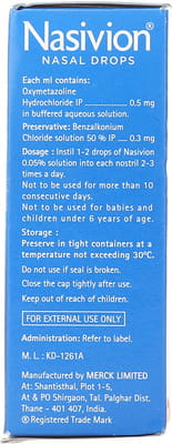 Nasivion 0.05% Adult Bottle Of 10ml Nasal Drops