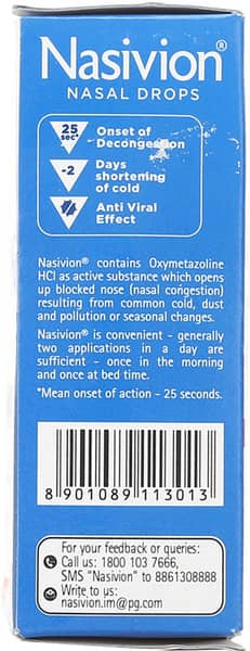 Nasivion 0.05% Adult Bottle Of 10ml Nasal Drops