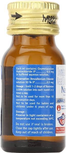 Nasivion 0.05% Adult Bottle Of 10ml Nasal Drops
