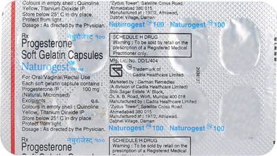 Naturogest 100mg Strip Of 10 Oral/Vaginal/Rectal Capsules
