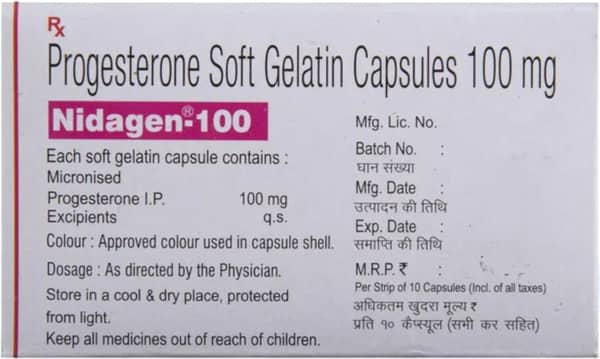 Nidagen 100mg Strip Of 10 Oral/Vaginal/Rectal Capsules