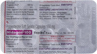 Nidagen 100mg Strip Of 10 Oral/Vaginal/Rectal Capsules