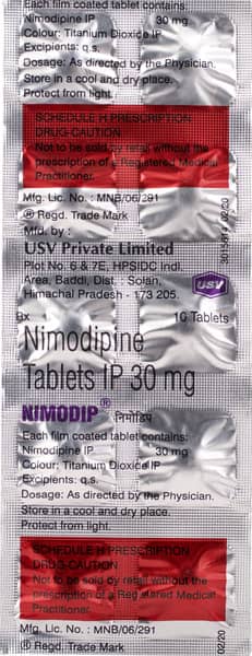 Nimodip 30mg Strip Of 10 Tablets