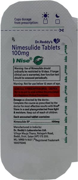 Nise 100Mg Strip Of 15 Tablets