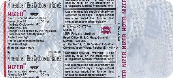 Nizer 100mg Strip Of 10 Tablets