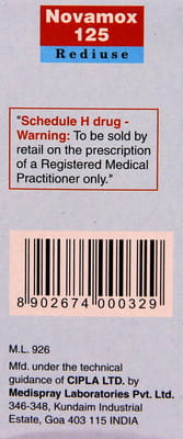 Novamox 125mg Rediuse Bottle Of 30ml Suspension