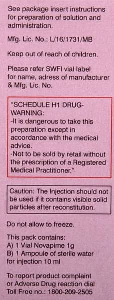 Novapime Dry Vial 1gm Powder For Injection