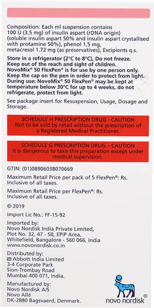 Novomix 50 Flexpen 100iu Pre Filled Pen Of 3ml Suspension For Injection