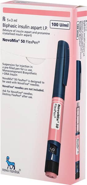 Novomix 50 Flexpen 100iu Pre Filled Pen Of 3ml Suspension For Injection